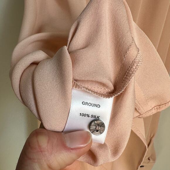 Nicole Miller Artelier Pink Silk Cold Shoulder Blouse Women's Large - Picture 6 of 9